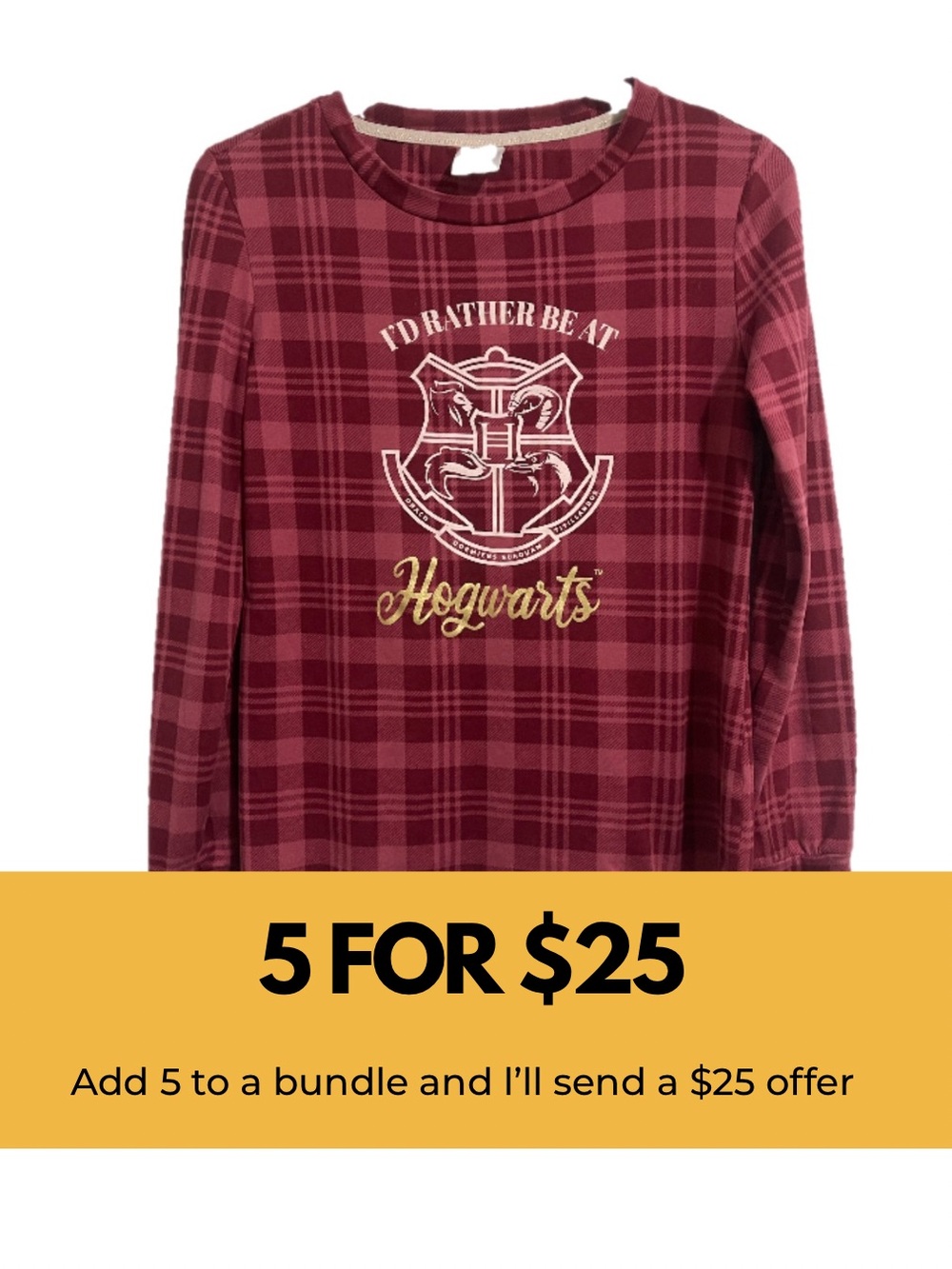 Harry Potter Burgundy Plaid Hogwarts Long-Sleeve Tee